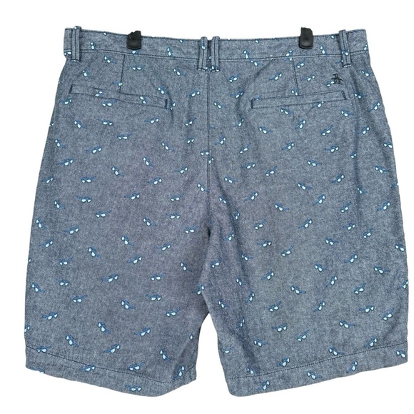 Original Penguin Men’s Shorts Waist 36 Sunglasses Print Gray Blue - Picture 2 of 8